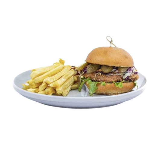 Sweet and Sassy Crispy Chicken Burger with Fries