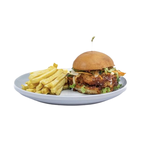 Korean Crispy Chicken Burger with Fries